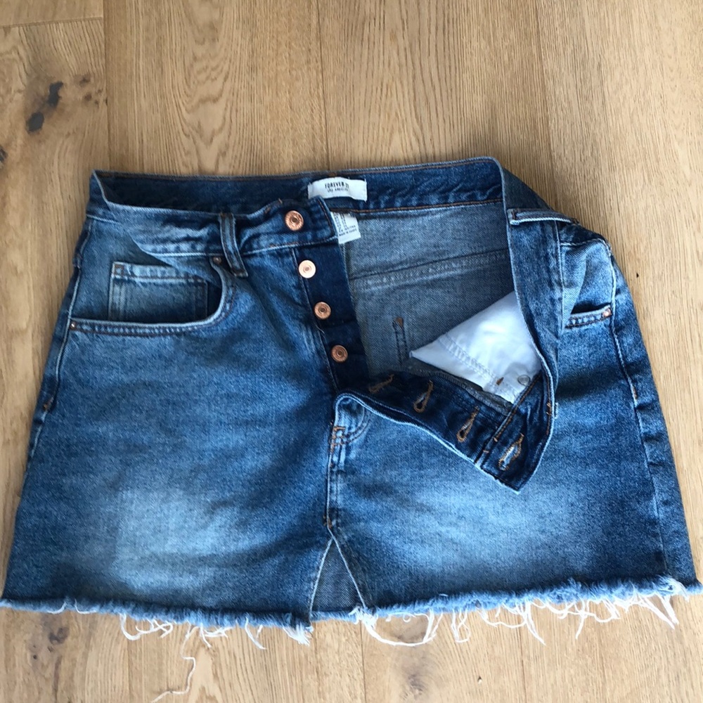 Forever 21 Denim Button Fly Mini - Picture 2 of 4